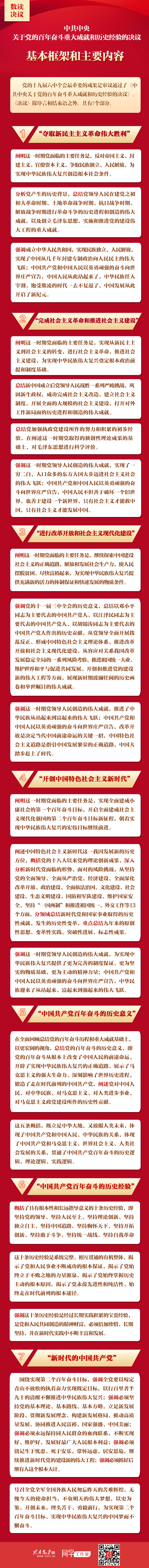 《中共中央关于党的百年奋斗重大成就和历史经验的决议》主要内容和基本框架